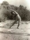 1950s Plump Young Woman Beach workout Bikini B&W Portrait Photo Snapshot