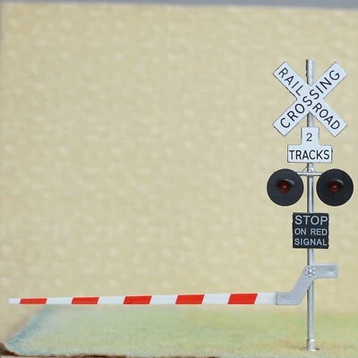 2 x O scale railroad crossing gate signal stop lever 2 tracks + flasher  #48S22 - Image 1 of 4