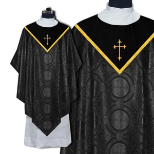Pugin Style Chasuble Vestments with V Neck Orphrey and Cross - Picture 1 of 14