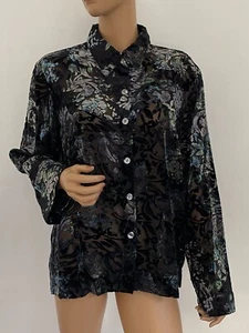 J H collectibles Blouse XL Velvet Multiple Color Black - Picture 1 of 11