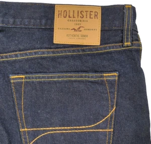 Hollister Skinny Jeans Mens 36x32 Dark Blue Wash ButtonFly Clean No Issues - Picture 1 of 15