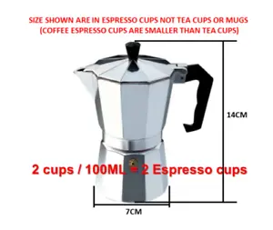 Italian Espresso Maker 1, 2, 3, 6 & 9 Cup Stove Top Coffee Percolator Moka Pot - Picture 1 of 13