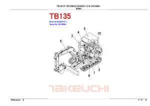 New Takeuchi TB135 Excavator Parts Manual