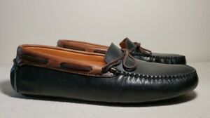Handcrafted Johnston Murphy 20-5229 11 M Black Brown Leather Drivers Moc Loafers