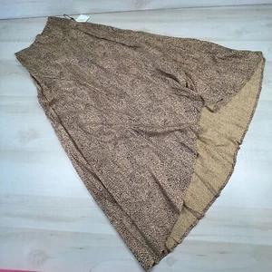 Japna Womens Maxi Skirt XS Brown Animal Print Crossed Front Full Flowy New - Picture 1 of 12
