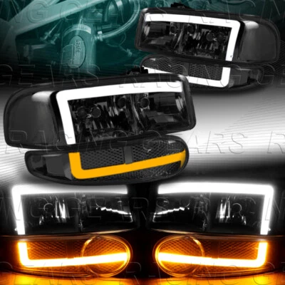 ДЫМЧАТЫЕ СВЕТОДИОДНЫЕ ФАРЫ + БАМПЕР ПРОЗРАЧНЫЙ ОТРАЖАТЕЛЬ ПОДХОДИТ 01-07 GMC YUKON 1500 DENALI - Изображение 1 из 4