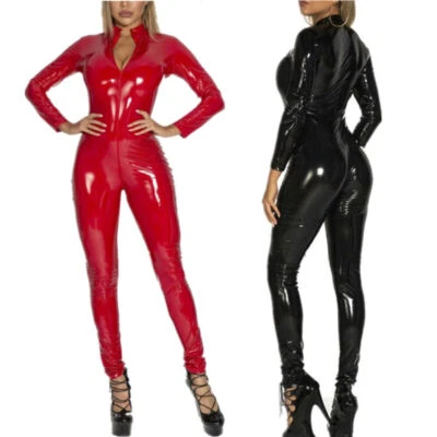 Damen Strampler Nachtclub Bodysuit Langarm Overalls Sport Trikot Gymnastik Sexy - Bild 1 von 4