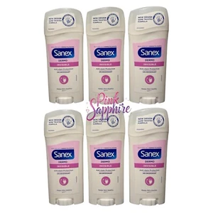 6 x Sanex Dermo Invisible 24H Deodorant Stick 65ml,0%aluminium salts,0%Alcohol - Picture 1 of 1