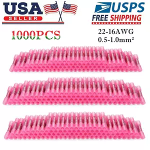 1000pcs 22-16AWG Heat Shrink Butt Wire Splice Connectors Crimp Terminals Set Kit - Picture 1 of 12