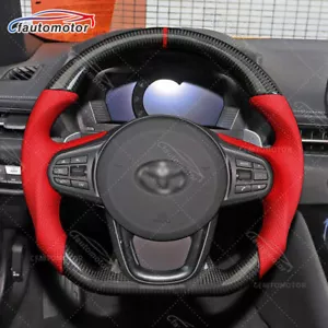 Real Carbon Fiber Custom Steering Wheel Fit 2020-2024 Toyota GR Supra A90 MKV - Picture 1 of 8