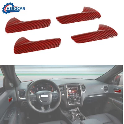 Car Side Door Handle Switch Cover Trim For Dodge Durango 2011+ Red Carbon Fiber Foto 1 de 4