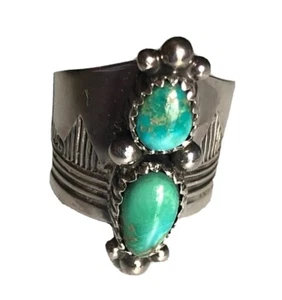 Crow Springs Turquoise Ring Fancy Shank TBYRD Navajo Avin Joe sz 5 R0229 - Picture 1 of 8