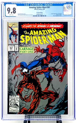 Amazing Spider-Man #361 CGC 9.8 WP 1992 2nd PRINT SILVER 1st Carnage CLEAR CASE - Image 1 of 4