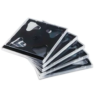 25 Ct 10.4 mm Standard Double 2 Discs Clear CD Jewel Case with Black Tray - Picture 1 of 6