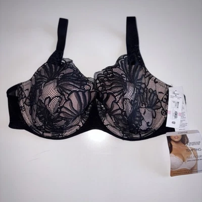 Sujetador Paramour Talla 40D NUEVO Tentador Figura Completa Demi Contorno Negro Encaje Nuevo con Etiquetas Foto 1 de 4