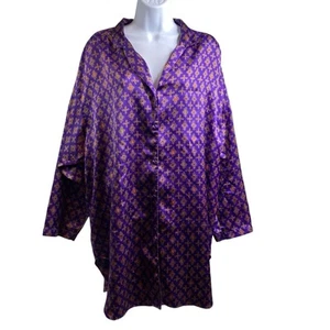 Vintage Jennifer Moore Women's Purple Satin Pajama Sleepshirt Est. Size 2X Regal - Picture 1 of 10