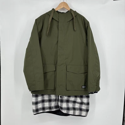 Levis Folsom Jacket Mens Medium Army Green Plaid Thermore Liner Utility Trench - Image 1 of 4
