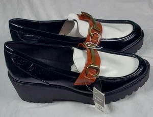 SM New York Alix Damen-Halbschuhe mit Keilabsatz ─ schwarz & weiß Größe 11 neu (Z) - Bild 1 von 5