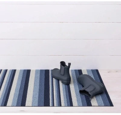 Чилийский универсальный ковер для помещений/улицы 24 X 36 дюймов темно-синий в полоску новый с биркой - Изображение 1 из 4