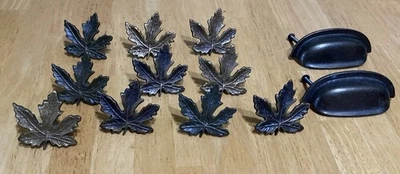 Tiradores de cajón vintage, lote de perillas, tirador de hoja de arce Foto 1 de 4