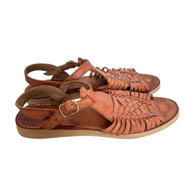 D'ARTE Womens Real Leather Woven Fisherman Sandals Flat Lagenlook 25 US 8 - Image 1 of 4