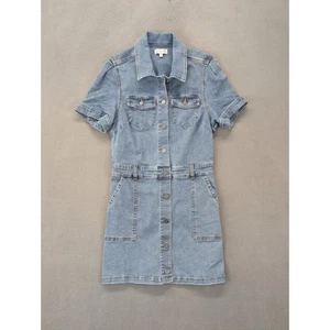 Habitual Denim Shirt Dress Medium Blue Jean Short Sleeve Casual - Picture 1 of 8