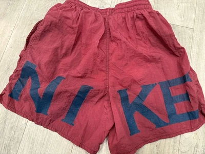 Vintage Nike Shorts Mens Small Red Spell Out Lined Swim Trunks Y2K Big Logo 5” - Image 1 of 4