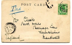 South Africa CGH underpaid PC “RMS Armdale Castle” to UK “Tax” & “1d/723” cachet - Picture 1 of 2