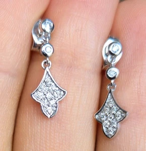 Amazing 18ct Gold Diamond Earrings Drop Dangle 18K 750 Bright And Sparkly - Picture 1 of 6