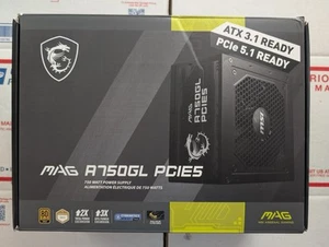 MSI MAG A750GL PCIE 5.1 & ATX 3.1 Power Supply - Full Modular 80 Plus Gold 750W - Photo 1/9