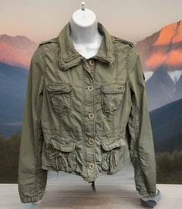 NWOT HOLLISTER Military Jacket Women L Lightweight Utility Green Grunge Outdoor - Picture 1 of 19