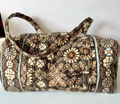 VERA BRADLEY (Small Duffle Canyon) Retired Brown Floral Pattern Bag. EUC - Image 1 of 4