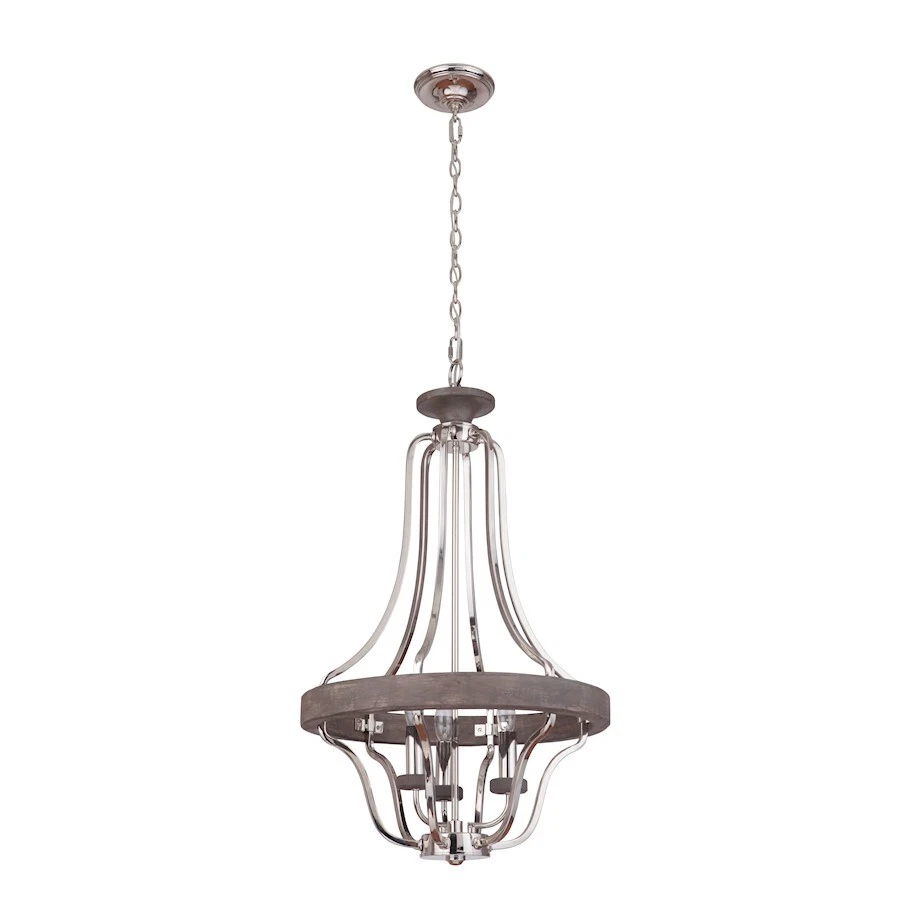 Craftmade Ashwood 3 Light Pendant, Polished Nickel/Grey Wood - 36543-PLNGRW - Image 1 of 1
