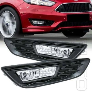 Fit 2015-2018 Ford Focus w/Bezel Bulbs Replace Clear Lens Driving Fog Lights Kit - Picture 1 of 5