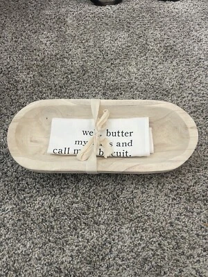 Conjunto de toalhas de cozinha Paulownia esculpida em madeira tigela de pão e manteiga biscoito - Imagem 1 de 3