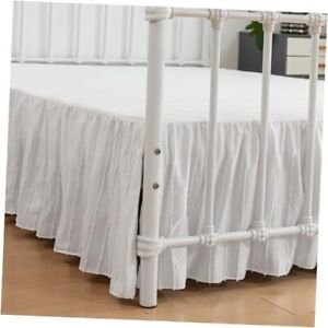 Striped Tufted Bed Skirt King Size, Ruffled Bed 14''King Tufted White-striped