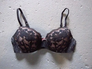 BETSEY JOHNSON Black Lace Lined Demi Underwire Bra size 34C - Picture 1 of 5