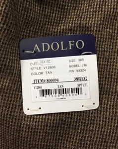 Adolfo Sport Coat Men’s 38R Tan Brown 100% Lambswool 2-Button Casual Jacket - Picture 1 of 13