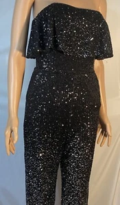 Elegant LPA Black & Silver Sequined Jumpsuit Size Small New W Tags - Bild 1 von 12