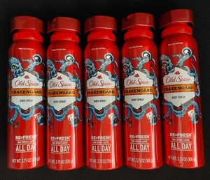 (5) Old Spice Wild Collection 3.75 Oz Krakengard Lasts All Day Body Spray - Picture 1 of 2