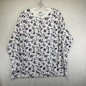 Woman’s All Over Floral Print Top Henley Button Neck Long Sleeve Size 18/20 - Picture 1 of 16