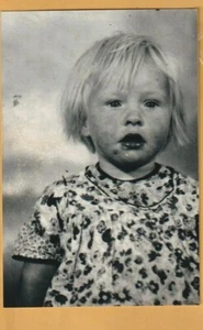 Gelatin Silver Photograph jpg Reprint Young Messy Face Blonde Child Girl Toddler - Picture 1 of 2