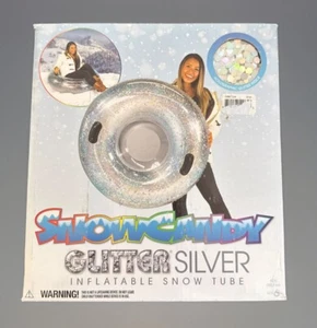 NEW Glitter Silver Inflatable Snow Tube Sled Kids Winter Outdoor 42 Inch - Picture 1 of 6