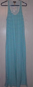 Vestido sin mangas largo Tommy Bahama a rayas blanco y aguamarina maxi cómodo para mujer grande nuevo con etiquetas - Imagen 1 de 14