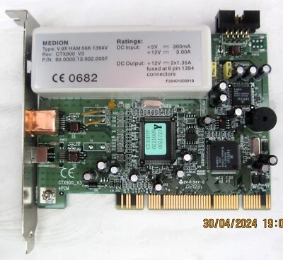 Steck-Karte Fax-Modem 56K / Medion Typ: V.9x HAM 56k 1394 V / PCI - Bild 1 von 4