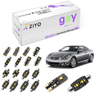 Kit de 11 lâmpadas LED branco luz interior para Infiniti G35 G37 Q60 Coupe 2007-2015 - Imagem 1 de 4