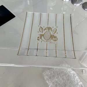 Georges Briard MCM gold glass fruit sqyare curved plate - Picture 1 of 5