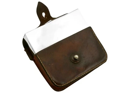 Antigua caja sándwich victoriana de plata esterlina con estuche de cuero década de 1890 Foto 1 de 4