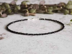 Black Tourmaline Bead Anklets Minimalist Bead Anklets Healing Crystal for Women - Picture 1 of 4
