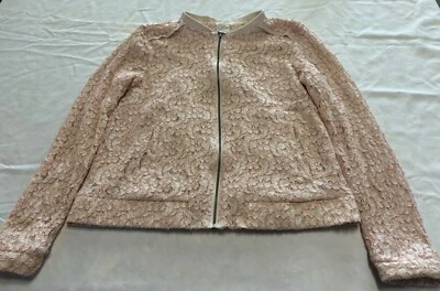 Suéter Chaqueta de Encaje Rosa Claro Cremallera Completa Talla 4 con Bolsillos Barbiecore Foto 1 de 4